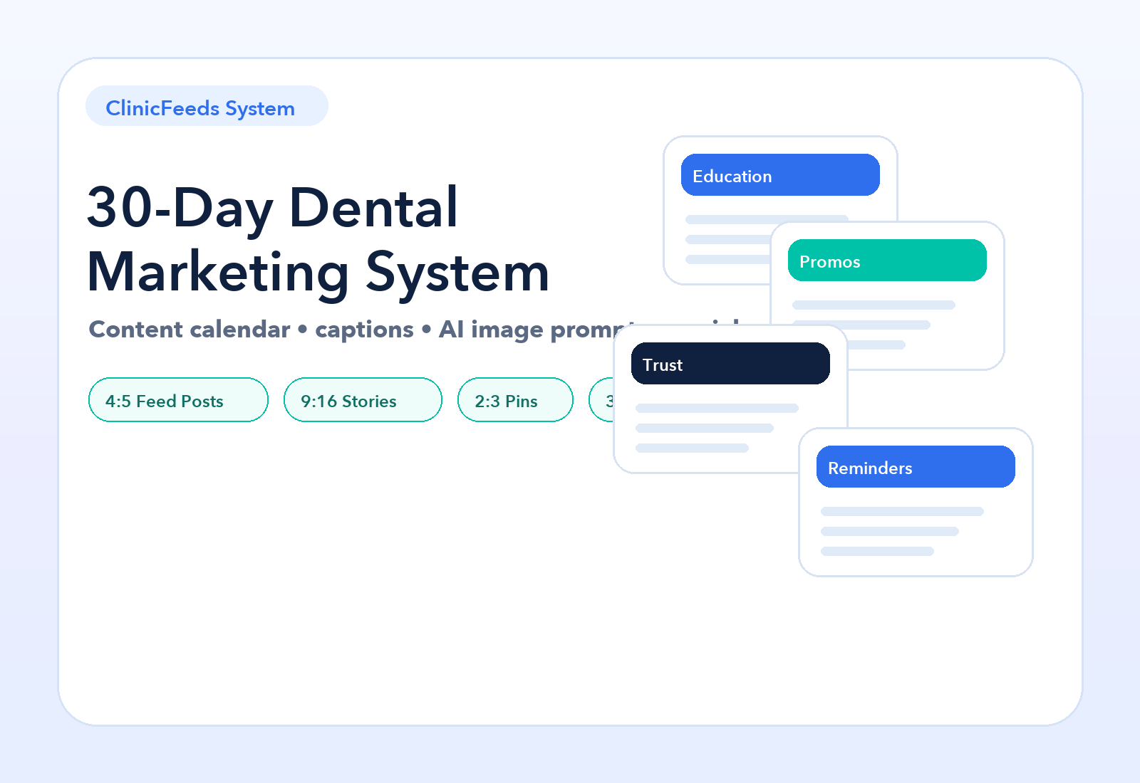 ClinicFeeds 30-Day Dental Marketing System preview