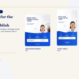 Editable dental implant PowerPoint templates in 4:5 Instagram Portrait, 9:16 Story/Reels and 2:3 Pinterest formats