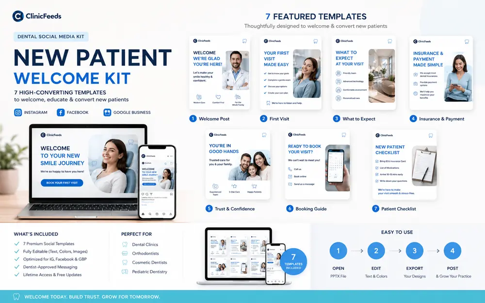 Dental content planner spreadsheet preview with captions and campaign prompts