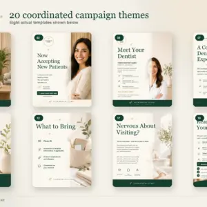 Eight Editable New Patient Dental Templates Eight actual editable new patient dental PowerPoint template previews.