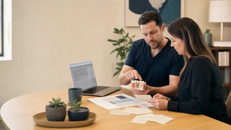 Dental team turning patient implant questions into an approved education content plan