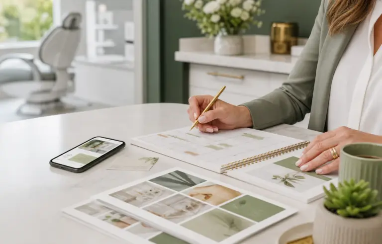 Dental office promotion planning calendar and campaign materials